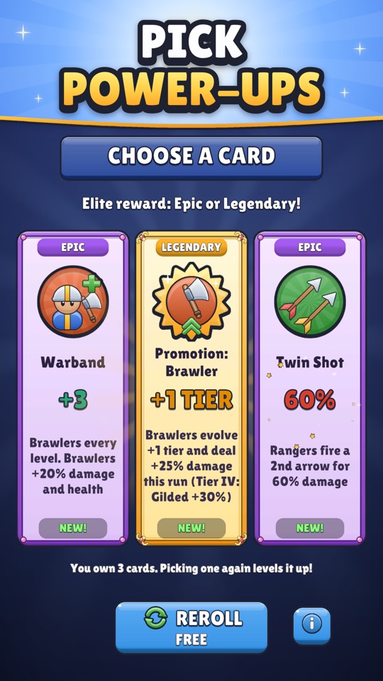 Click Clash: choosing an upgrade card
